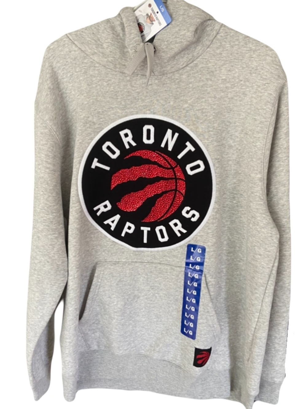 Gray Toronto Raptors Oversized Hoodie - Rhinestoned Logo